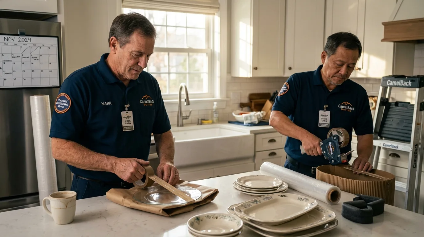 Professional crew packing kitchen dishware in Warm Springs, MT